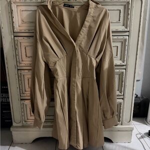 SHEIN Tan Trench Coat Style Dress for Women